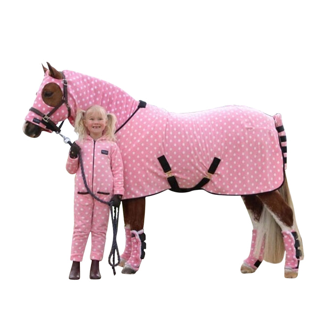 Pink - Side - Supreme Products Childrens-Kids Dotty Fleece Jumpsuit