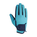 Navy-Teal - Front - Hy Childrens-Kids Belton Riding Gloves