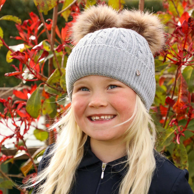 Grey - Back - Hy Childrens-Kids Morzine Beanie