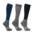 Midnight Navy-Grey - Front - Hy Sport Active Unisex Adult Riding Boot Socks (Pack of 3)