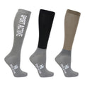 Desert Sand-Pencil Point Grey-Black - Front - Hy Sport Active Unisex Adult Riding Boot Socks (Pack of 3)