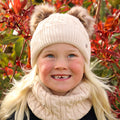 Beige - Back - Healthy Pet Childrens-Kids Morzine Hat And Scarf Set
