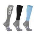 Sky Blue-Grey-Black - Front - Hy Sport Active Young Rider Boot Socks (Pack of 3)