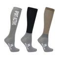 Desert Sand-Pencil Point Grey-Black - Front - Hy Sport Active Young Rider Boot Socks (Pack of 3)