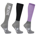 Blooming Lilac-Pencil Point Grey-Black - Front - Hy Sport Active Young Rider Boot Socks (Pack of 3)