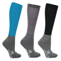 Jewel Blue-Pencil Point Grey-Black - Front - Hy Sport Active Young Rider Boot Socks (Pack of 3)