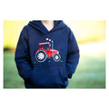 Navy-Red - Back - British Country Collection Childrens-Kids Tractor Hoodie