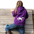 Purple-White - Back - British Country Collection Girls Unicorn Hoodie