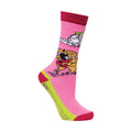 Pink-Lime-Hot Pink - Side - Hy Childrens-Kids Thelwell Collection Hugs Socks (Pack of 3)