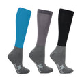 Sky Blue-Pencil Point Grey-Black - Front - Hy Womens-Ladies Sport Active Two Tone Boot Socks (Pack of 3)