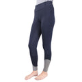 Midnight Navy-Pencil Point Grey - Front - Hy Sport Active Womens-Ladies Horse Riding Tights