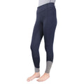 Midnight Navy-Pencil Point Grey - Front - Hy Sport Active Childrens-Kids Young Rider Horse Riding Tights