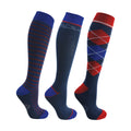 Navy-Red-Blue - Front - Hy Signature Childrens-Kids Bamboo Fibres Socks (Pack of 3)