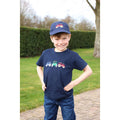 Navy - Back - British Country Collection Childrens-Kids Three Tractors T-Shirt