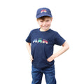 Navy - Front - British Country Collection Childrens-Kids Three Tractors T-Shirt