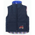 Navy - Front - British Country Collection Childrens-Kids Three Tractors Riding Gilet