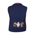 Navy - Back - British Country Collection Childrens-Kids Three Fat Ponies Quilted Riding Gilet