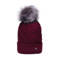 Maroon - Front - Hy Unisex Adult Vanoise Bobble Cable Knit Beanie