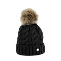 Black - Front - Hy Unisex Adult Melrose Cable Knit Bobble Beanie
