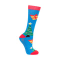 Winter Blue-Festive Red - Side - Hy Childrens-Kids Jolly Elves Socks (Pack of 3)