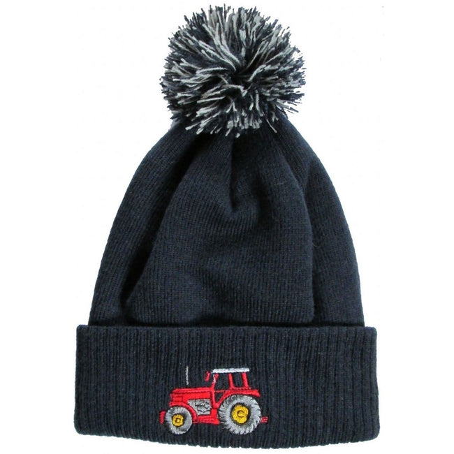 British Country Collection Childrens Kids Tractor Pom Pom Beanie