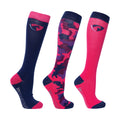 Raspberry-Navy - Front - HyFASHION Womens-Ladies DynaForce Socks (Pack of 3)