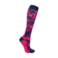Raspberry-Navy - Side - HyFASHION Womens-Ladies DynaForce Socks (Pack of 3)