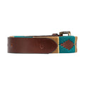 Teal-Mocha-Beige - Back - Hy Womens-Ladies Leather Polo Belt