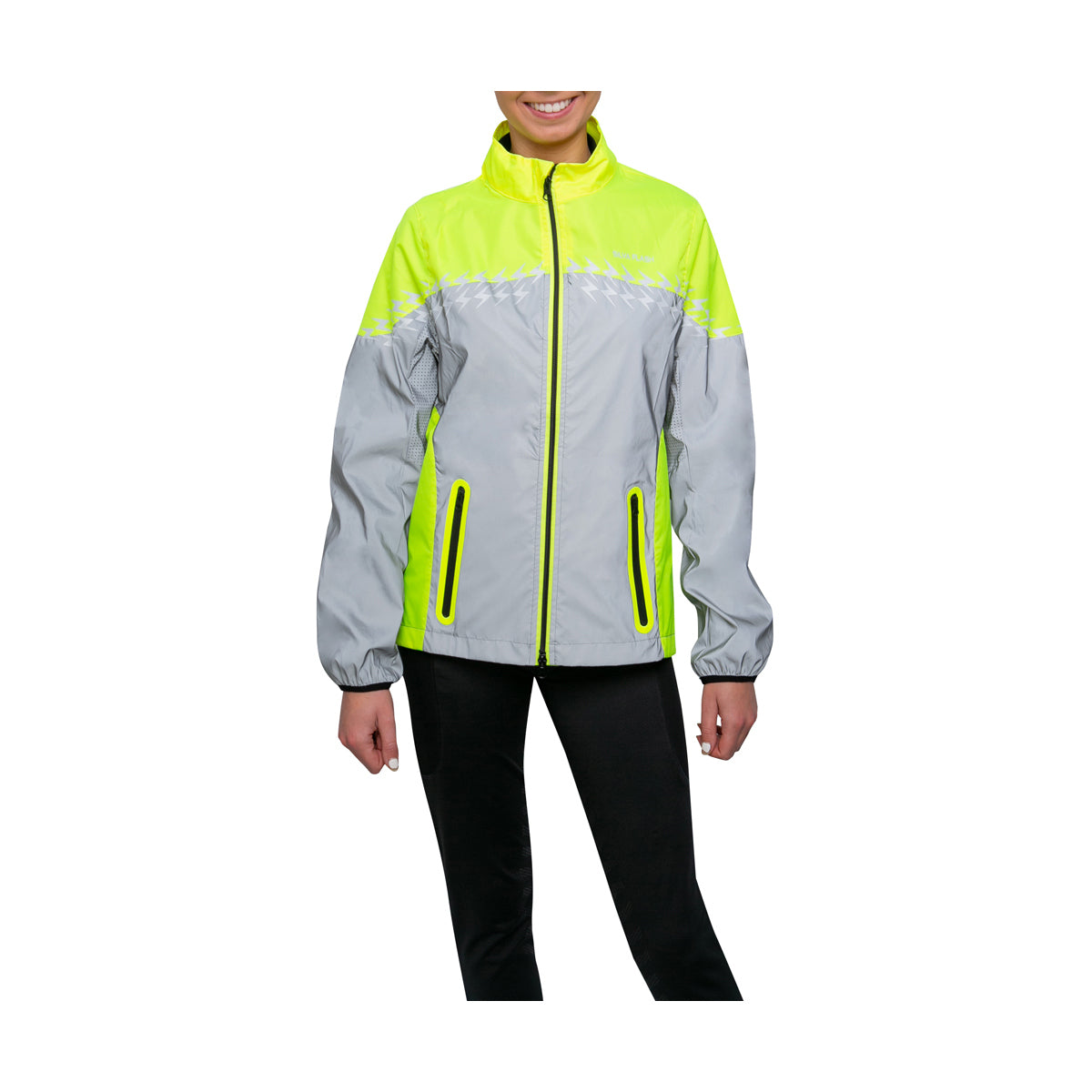 Yellow-Silver - Front - Silva Flash Womens-Ladies Lightweight Reflective Jacket