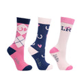 Navy-Pink - Front - Little Rider Childrens-Kids Pony Fantasy Socks (Pack of 3)
