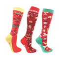 Red-Green-Gold - Front - HyFASHION Womens-Ladies Christmas Socks