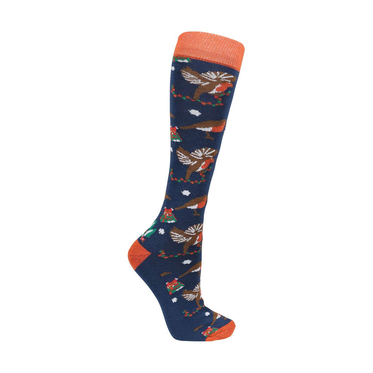 Navy-Red-Green - Lifestyle - HyFASHION Womens-Ladies Ruby The Robin Christmas Socks (Pack of 3)