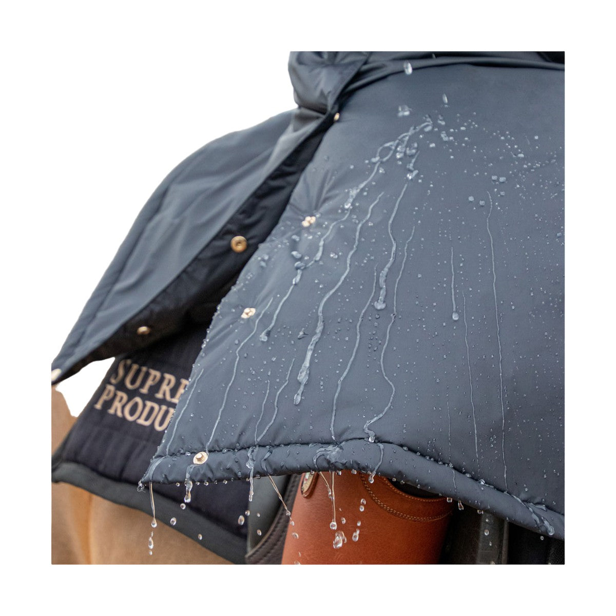 Black-Gold - Side - Supreme Products Womens-Ladies Active Show Rider Waterproof Horse Riding Jacket