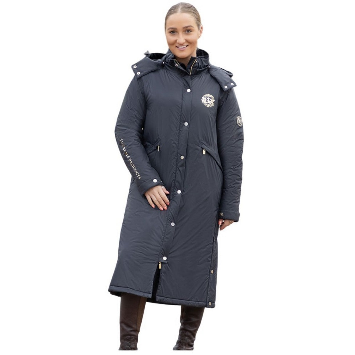 Black-Gold - Front - Supreme Products Womens-Ladies Active Show Rider Waterproof Horse Riding Jacket