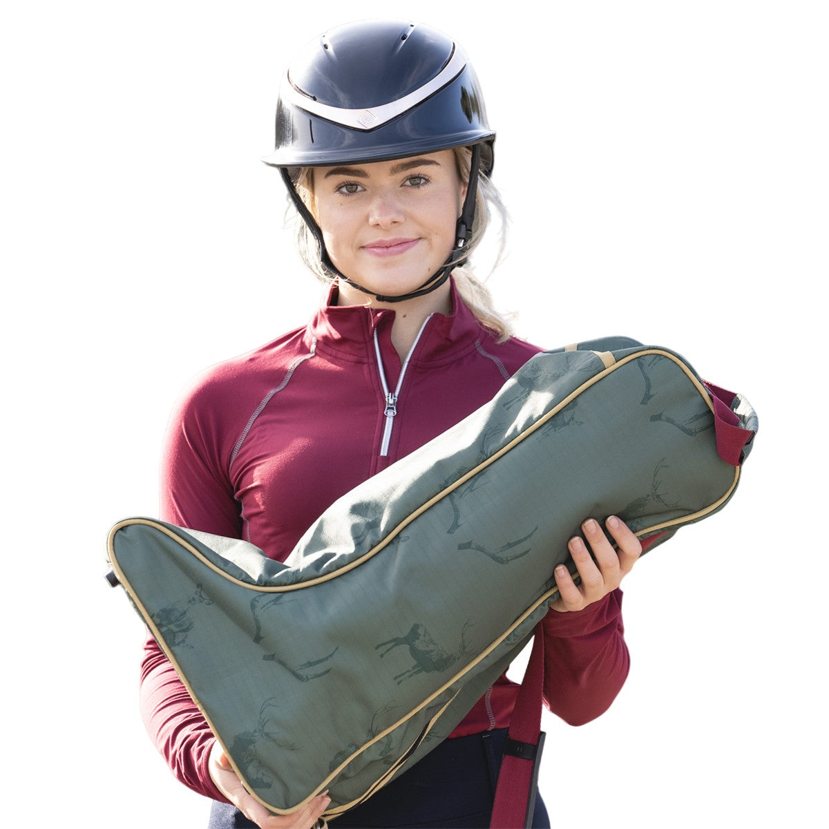 Moss-Merlot-Fawn - Side - Hy Divine Deer Boot Bag