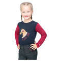 Navy-Burgundy - Front - Little Rider Girls Riding Star Collection Long-Sleeved T-Shirt