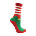 Red-Green-Yellow - Side - Hy Childrens-Kids Festive Feet Christmas Socks (Pack of 3)