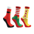 Red-Green-Yellow - Front - Hy Childrens-Kids Festive Feet Christmas Socks (Pack of 3)