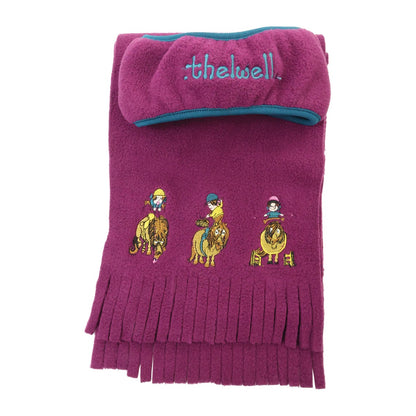 Imperial Purple-Pacific Blue - Front - Hy Girls Thelwell Collection Pony Fleece Headband & Scarf Set