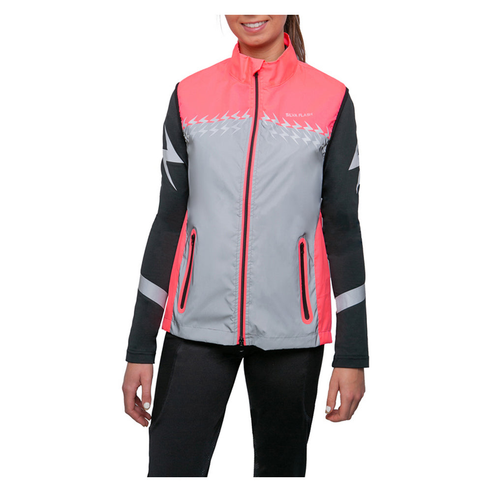 Pink-Silver - Back - Silva Flash Womens-Ladies Lightweight Reflective Gilet