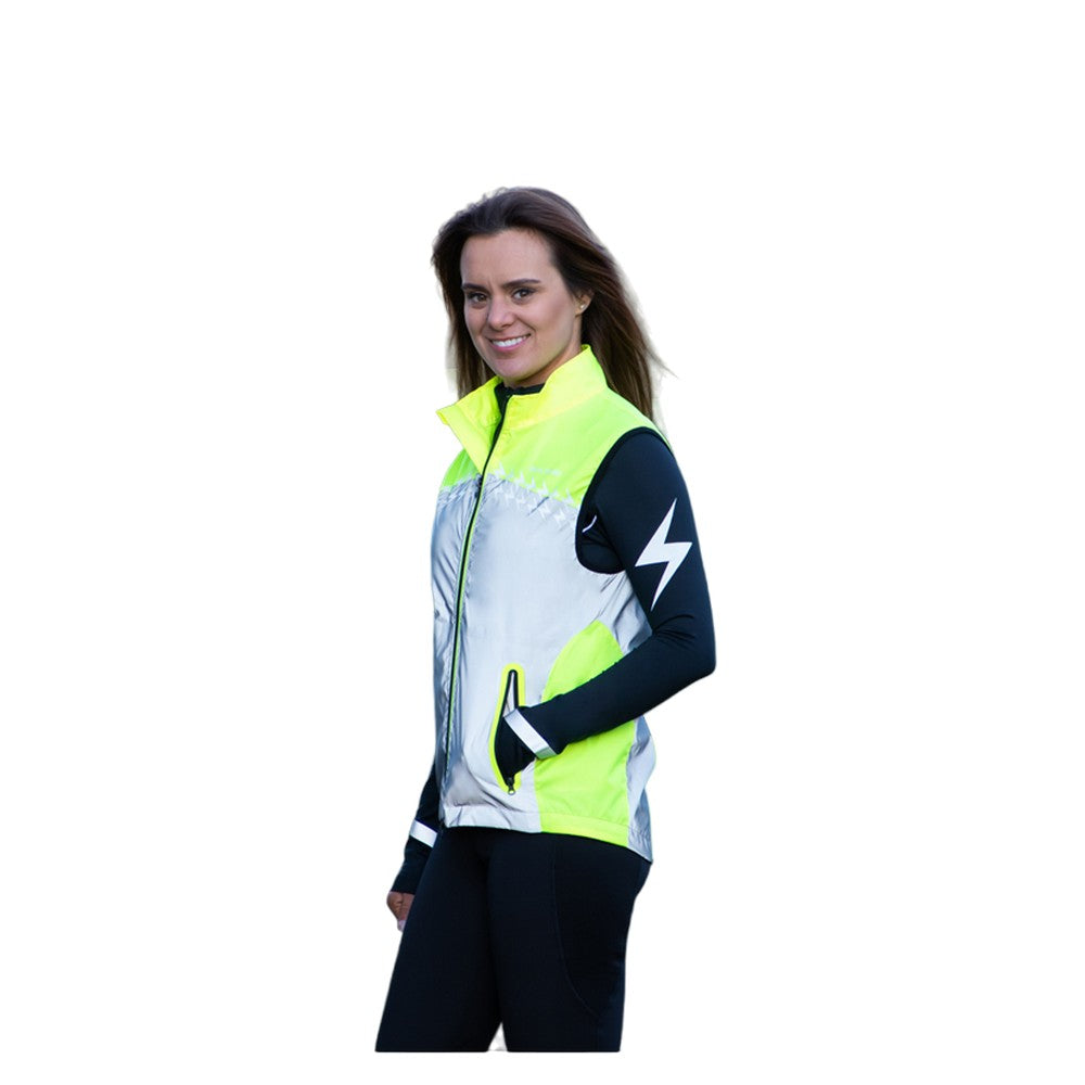 Yellow-Silver - Back - Silva Flash Womens-Ladies Lightweight Reflective Gilet