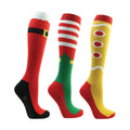 Red-White-Gold - Front - HyFASHION Womens-Ladies Christmas Socks (Pack of 3)