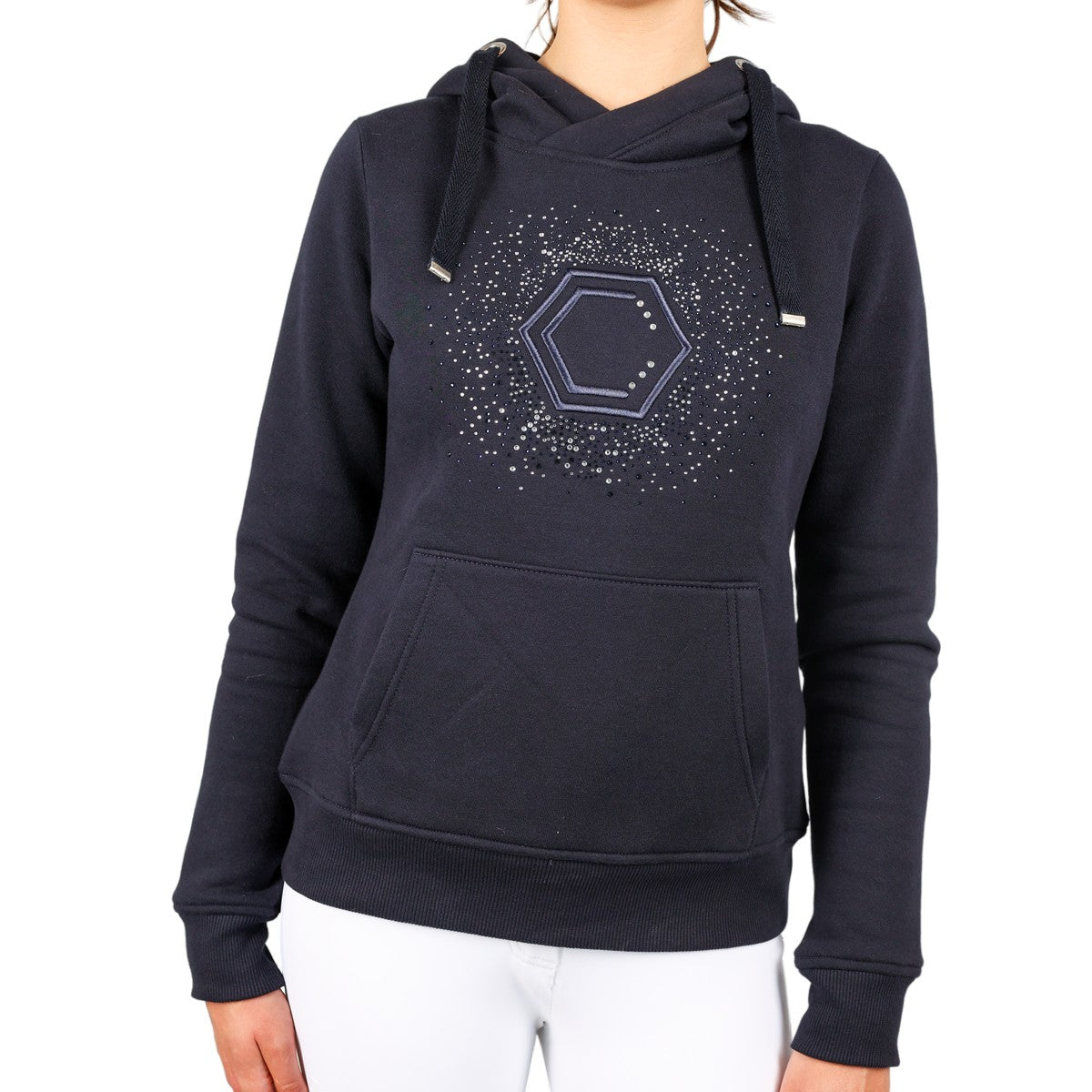 Navy - Front - Coldstream Womens-Ladies Swanlaws Diamante Hoodie