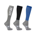 Jewel Blue-Pencil Point Grey-Black - Front - Hy Sport Active Unisex Adult High Riding Socks (Pack of 3)