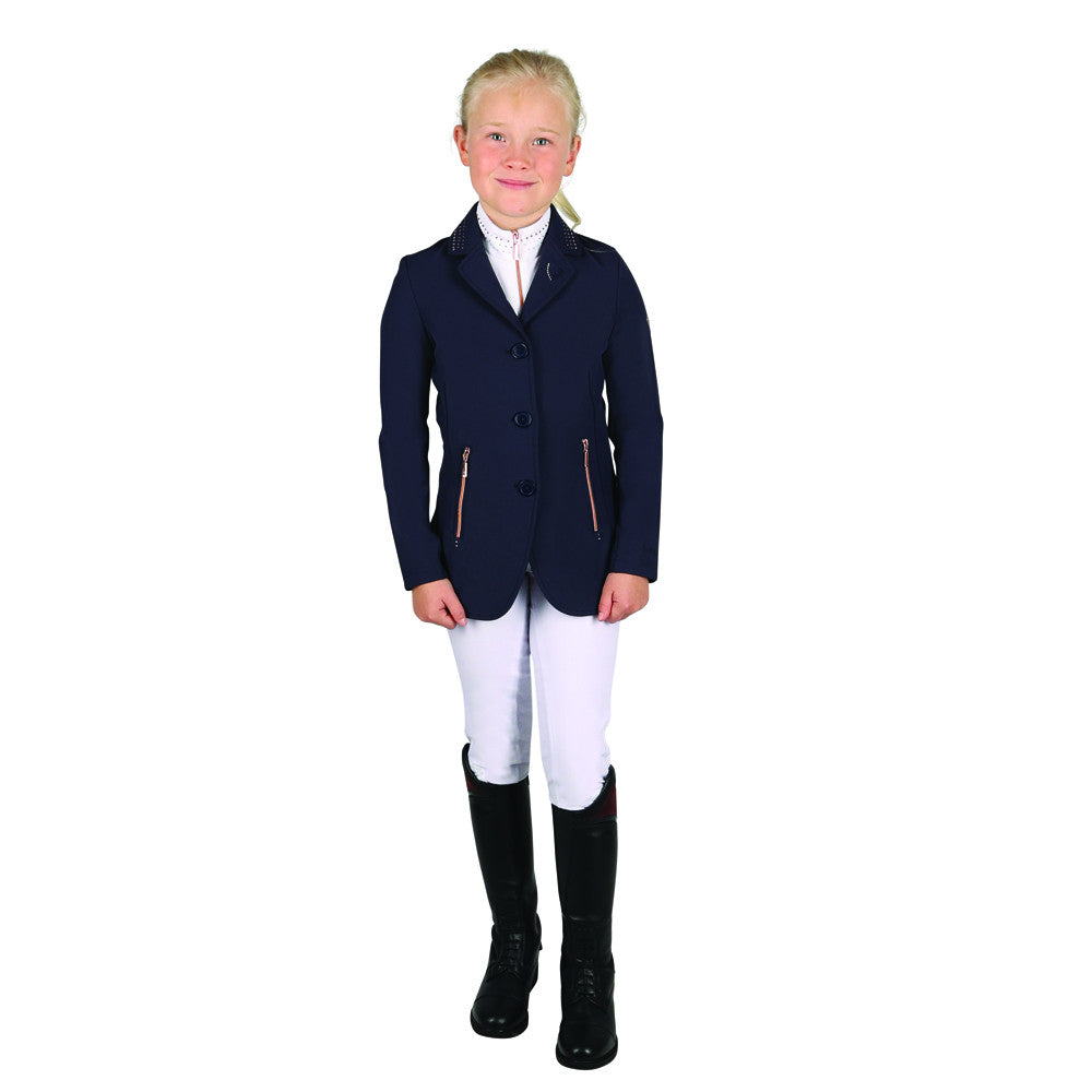 Navy-Rose Gold - Front - HyFASHION Childrens-Kids Roka Royal Diamante Show Jumping Jacket
