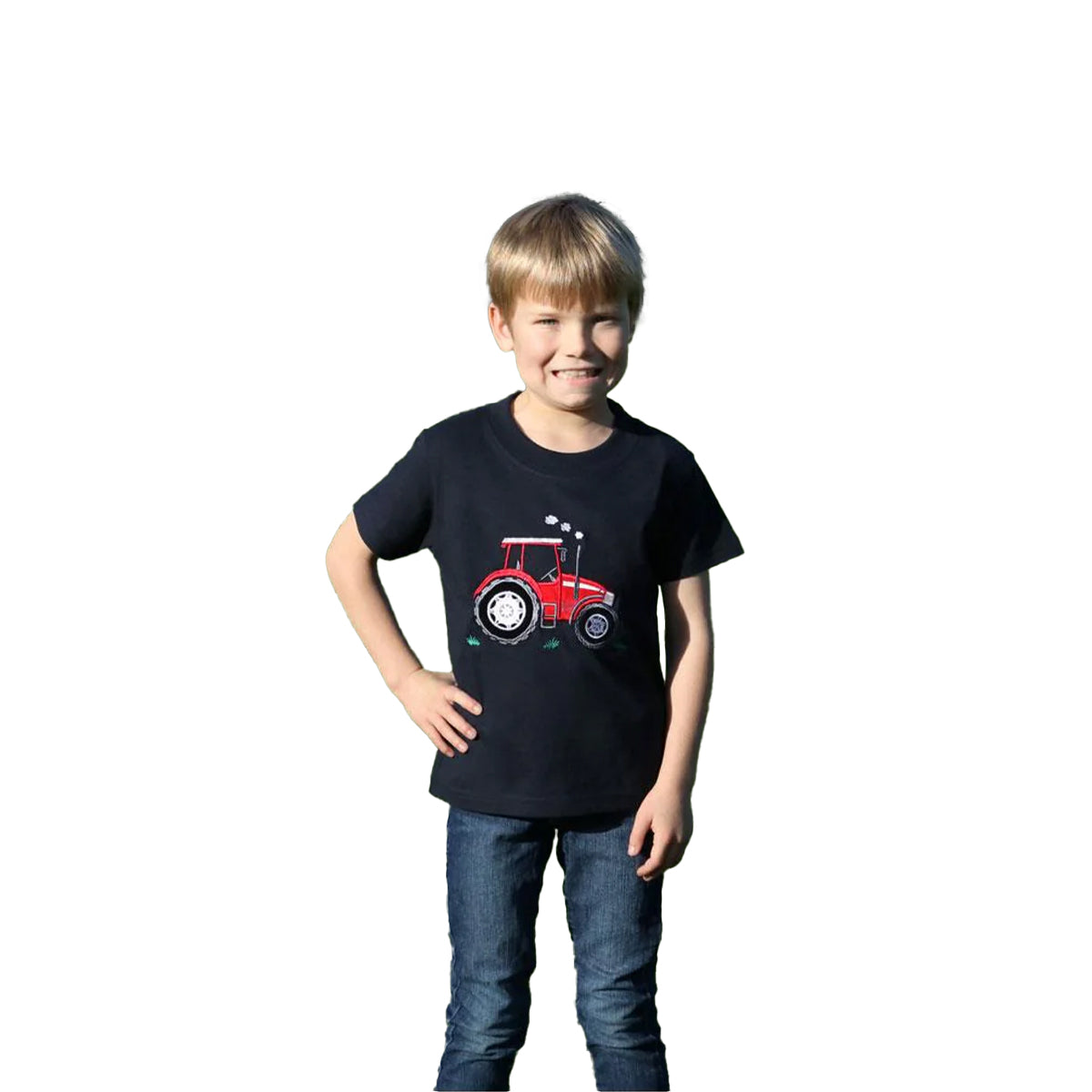 Navy - Front - British Country Collection Childrens-Kids Big Red Tractor T-Shirt