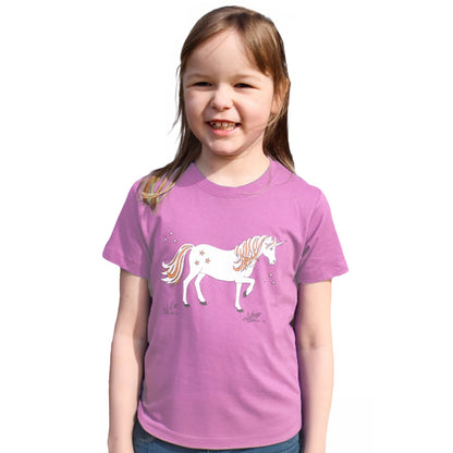 Pink - Front - British Country Collection Childrens-Kids Unicorn T-Shirt