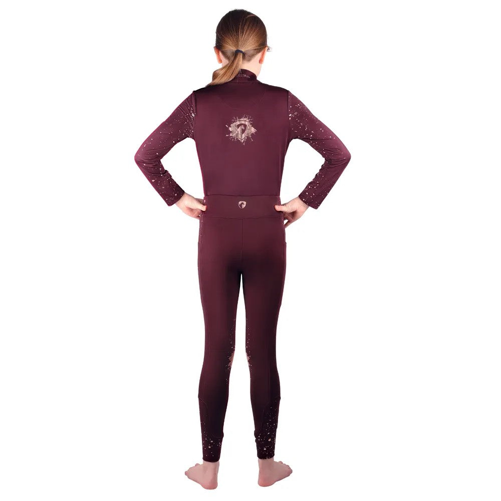 Plum-Rose Gold - Back - HyFASHION Childrens-Kids Enchanted Collection Base Layer Top