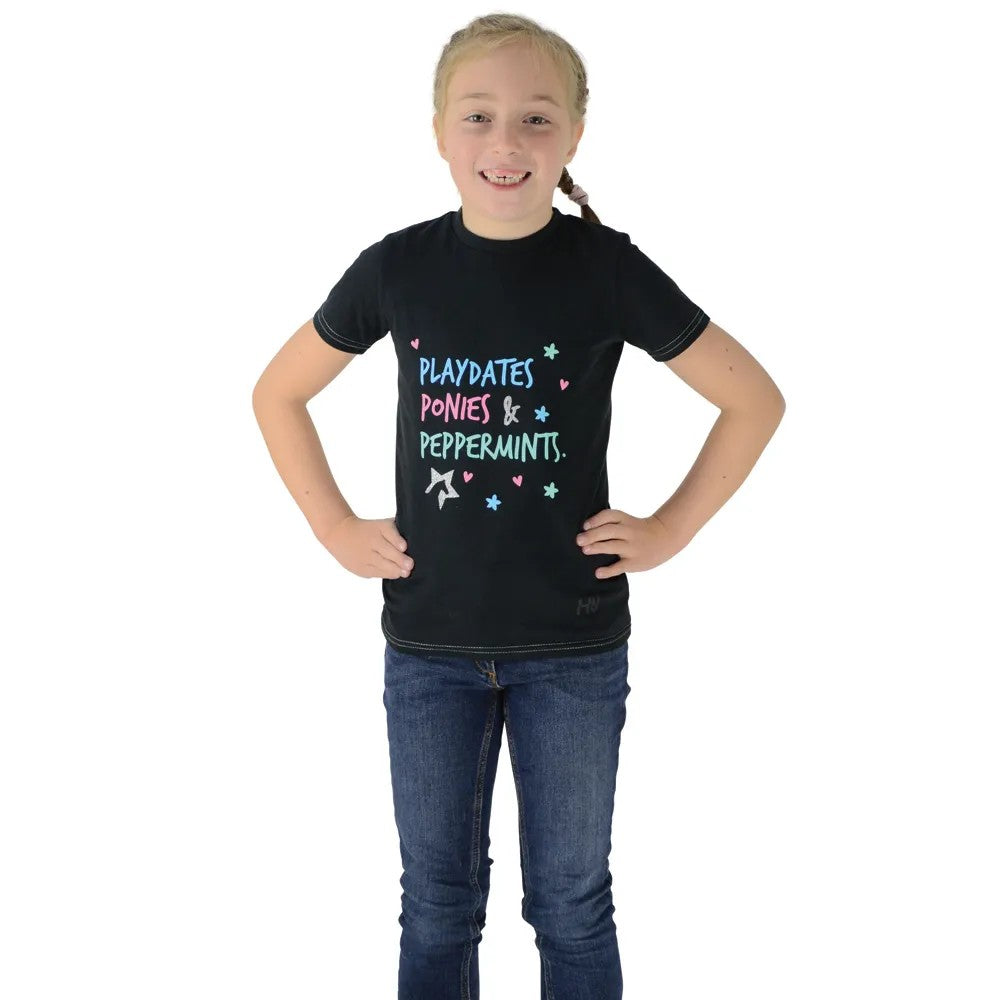 Black-Teal - Back - HyFASHION Girls Zeddy Playdates T-Shirt