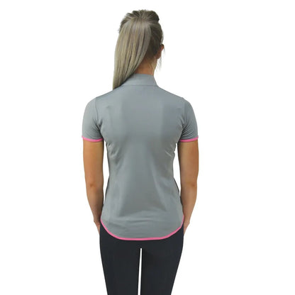 Grey-Pink - Back - Hy Girls Mizs Passion Sports Shirt